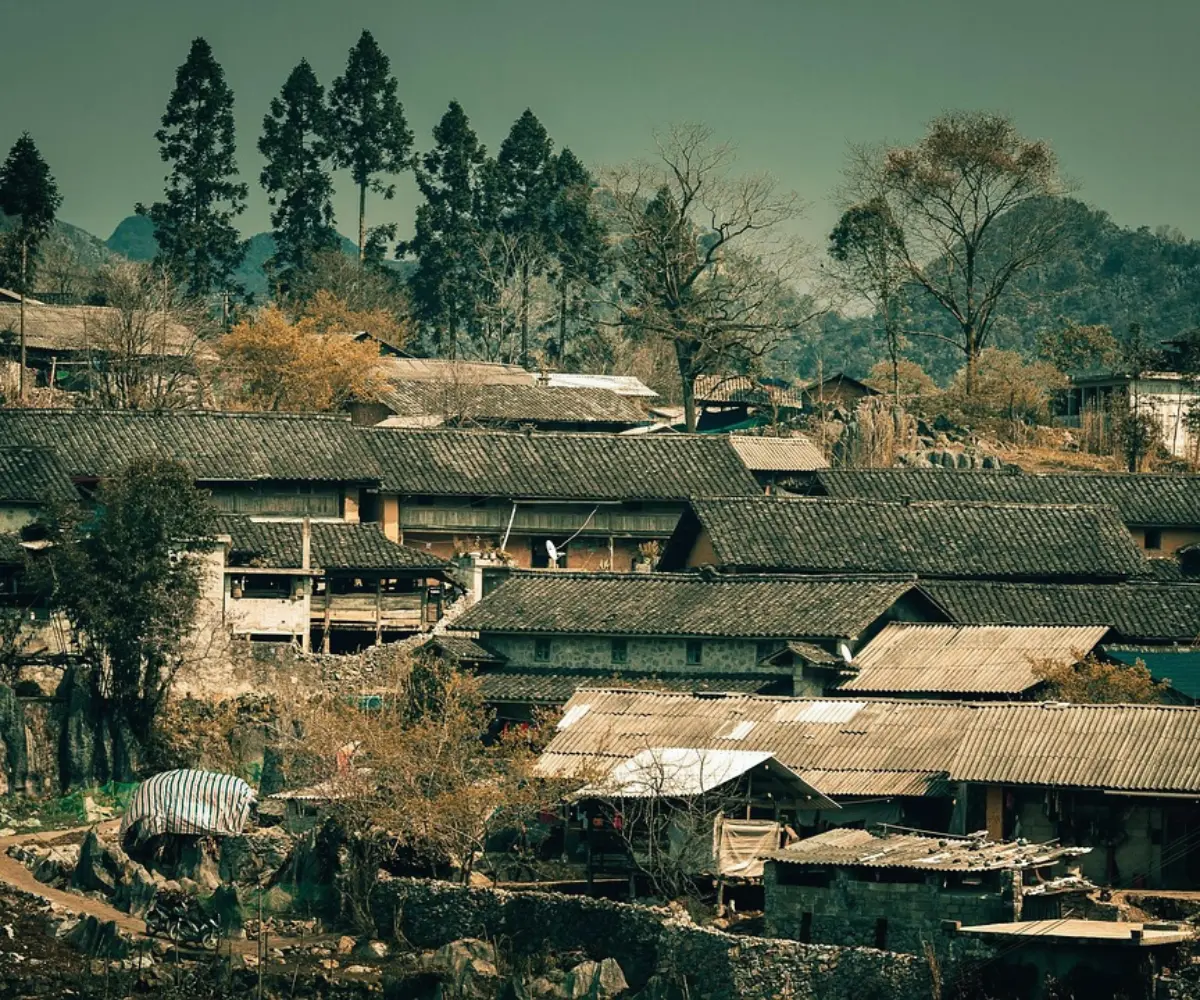 Peaceful Dong Van with its ancient earthen-walled houses.